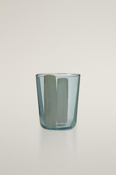 STRIPED GLASS TUMBLER - Blue by Zara