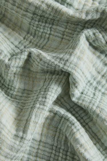 CHECK MUSLIN THROW - Green by Zara