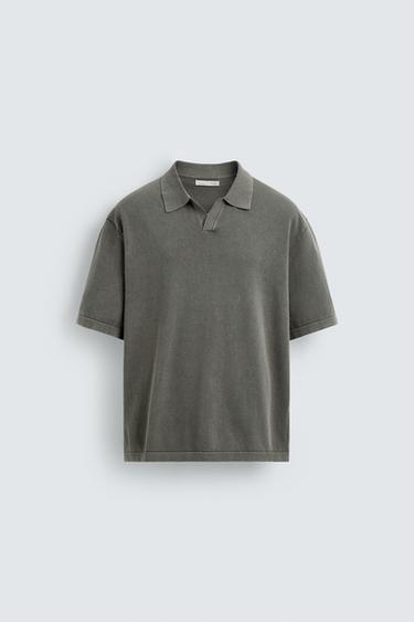 WASHED KNIT POLO SHIRT - Green by Zara
