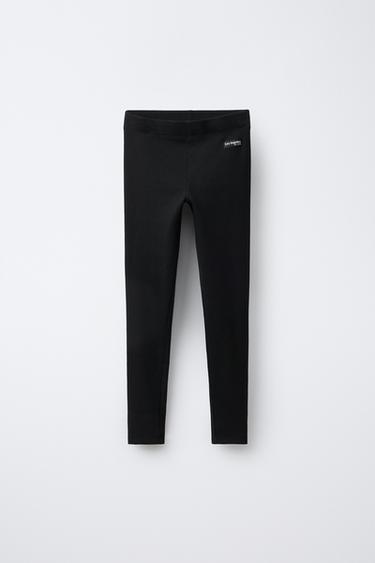 RIBBED LEGGINGS WITH LABEL - Black by Zara