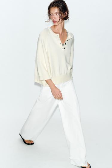 KNIT JUMPER WITH WIDE SLEEVES - Ecru by Zara