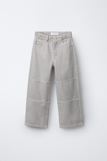 STRAIGHT JEANS WITH SEAM DETAILS - Pearl grey by Zara