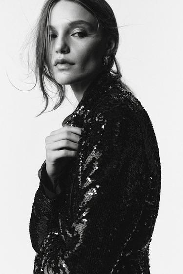 LIMITED EDITION SEQUIN COAT - Black by Zara