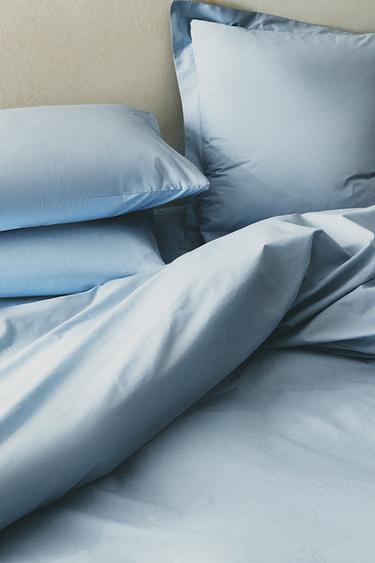 (200 THREAD COUNT) COTTON PERCALE DUVET COVER - Light blue by Zara