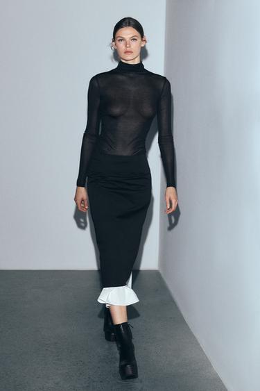 ZW COLLECTION CONTRAST SKIRT - Black / White by Zara