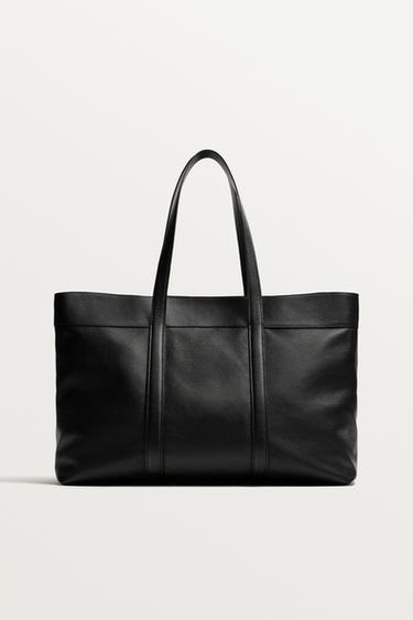 LIMITED EDITION LEATHER TOTE BAG - Black by Zara