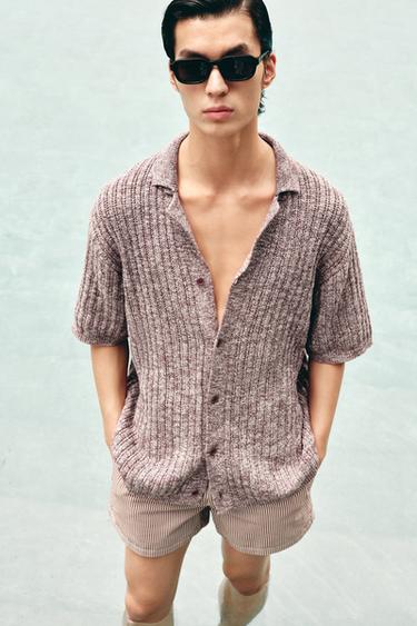 CONTRAST KNIT SHIRT - Burgundy by Zara