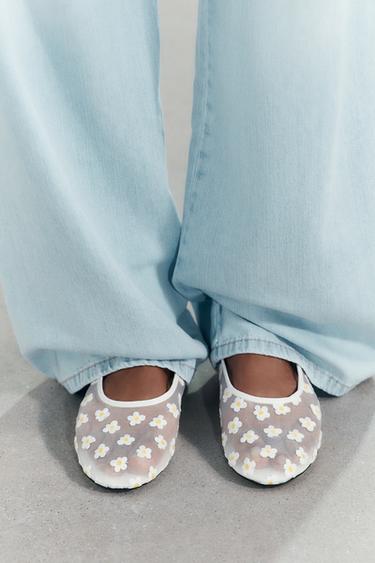 FLORAL MESH BALLERINAS - white by Zara - Image 0