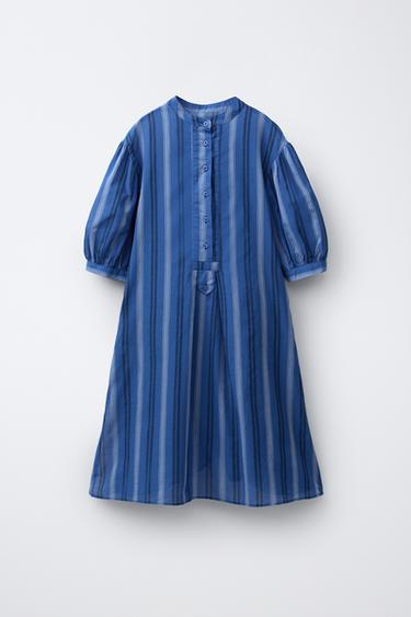 STRIPED LONG KAFTAN - Bluish by Zara