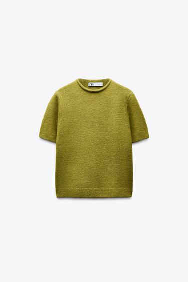 SOFT KNIT SHORT SLEEVE SWEATER - Green by Zara