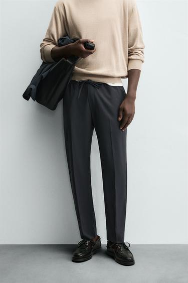 COMFORT FIT JOGGER WAIST TROUSERS - Blue grey by Zara