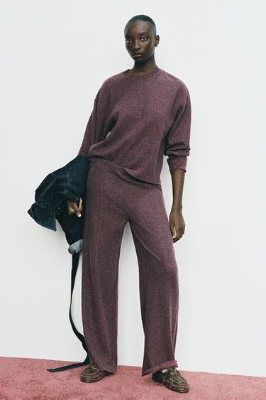 STRAIGHT SOFT TROUSERS - Burgundy by Zara