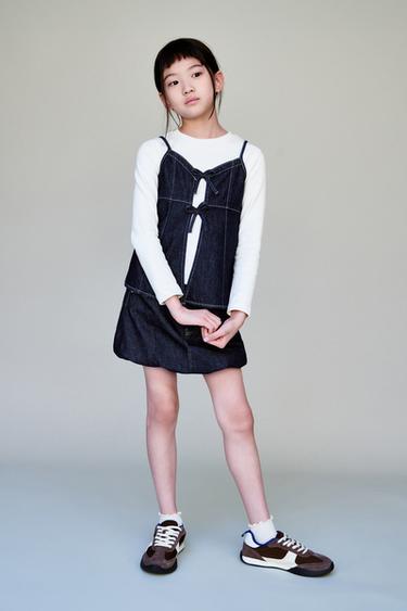 DENIM TOP WITH RIBBED T-SHIRT - Blue by Zara