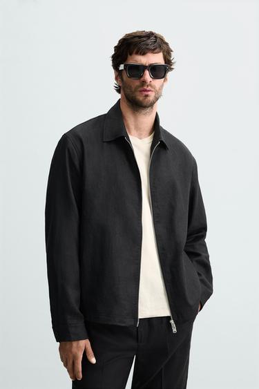 LINEN OVERSHIRT - Black by Zara