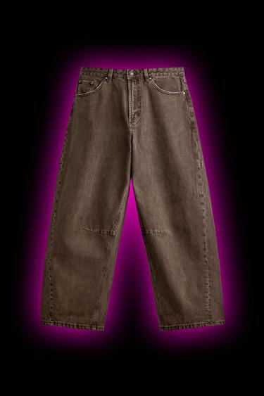 BARREL FIT DRAWSTRING TROUSERS - Brown by Zara