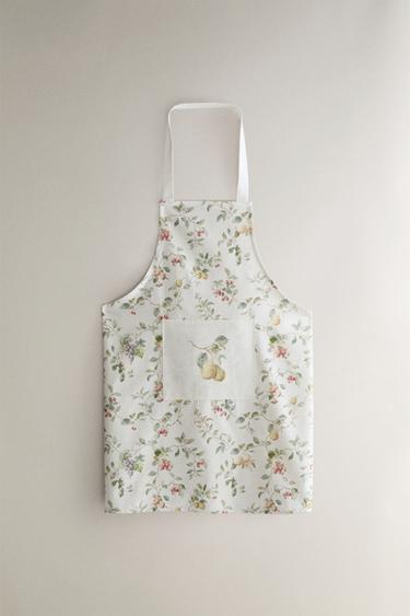 FLORAL COTTON APRON - Green by Zara