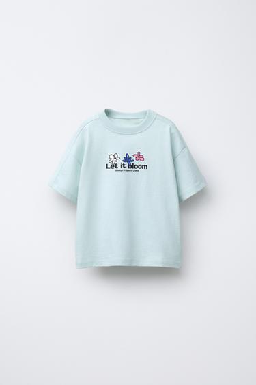 FLORAL PRINT T-SHIRT - Light blue by Zara - Image 0