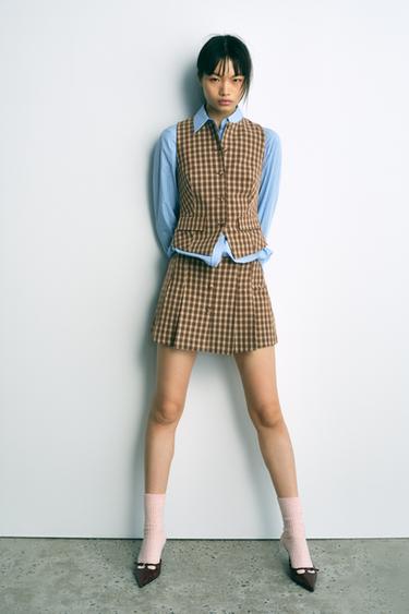 CHECK SKORT - Khaki by Zara - Image 0