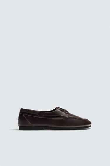 LEATHER DECK SHOES WITH VIBRAM® SOLE AARON LEVINE X ZARA - Brown by Zara