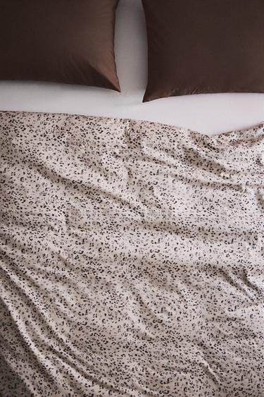 ANIMAL PRINT COTTON SATEEN DUVET COVER (300 THREAD COUNT) - Ecru by Zara