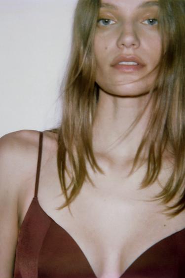 POLYAMIDE BLEND TOP - Brown by Zara