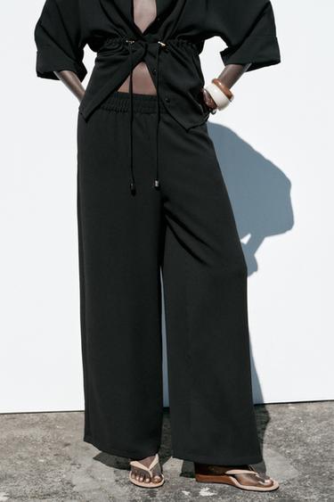 WIDE-LEG CREPE TROUSERS - Black by Zara