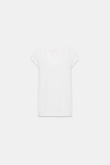 SHORT SLEEVE T-SHIRT - Oyster-white by Zara