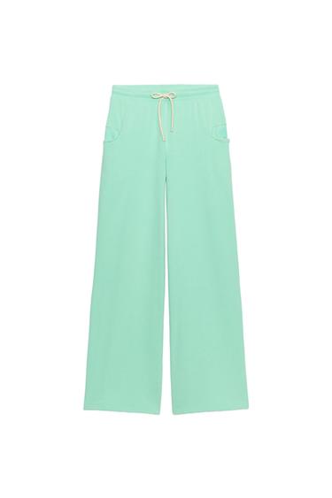 NEON WIDE-LEG TROUSERS - Blue / Green by Zara