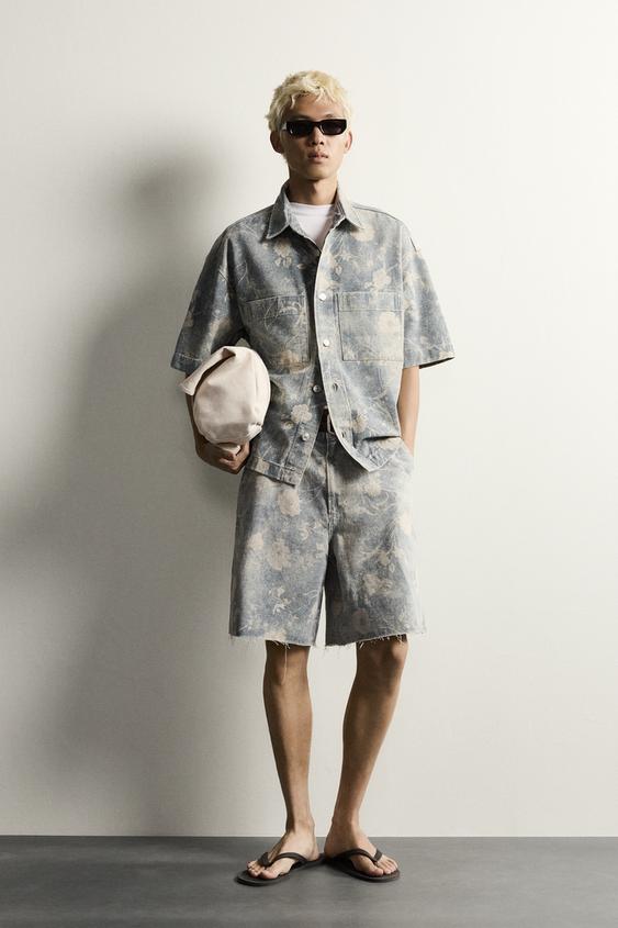 WASHED FLORAL PRINT RELAXED FIT BERMUDA SHORTS - 025 by Zara - Image 0
