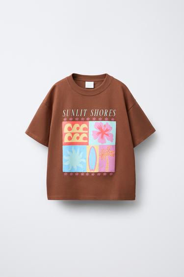 PRINTED T-SHIRT - Brown by Zara - Image 0