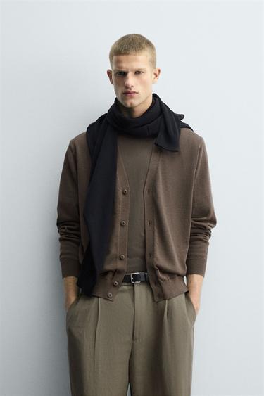 TEXTURED CARDIGAN - Mink by Zara