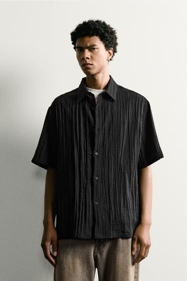 RELAXED FIT TEXTURED SHIRT - Black by Zara