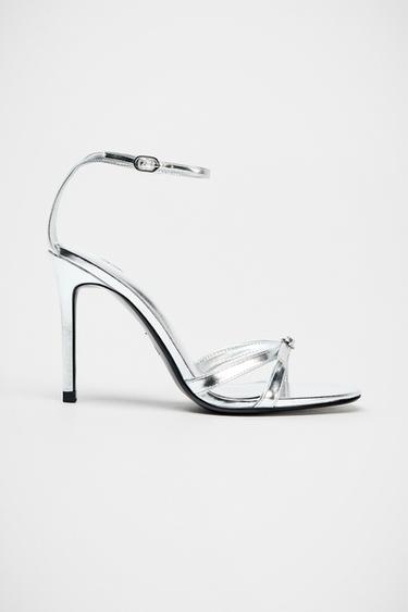 METALLIC HIGH-HEEL SANDALS - Silver by Zara