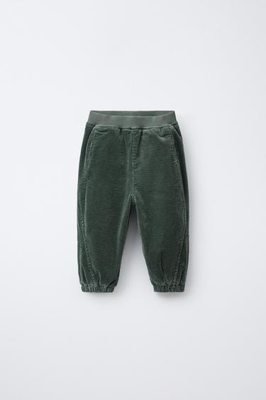 FLEECE-LINED CORDUROY JOGGERS - Petrol blue by Zara
