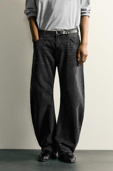 STRAIGHT BARREL FIT JEANS - Charcoal by Zara
