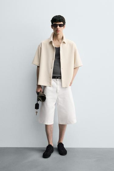 TEXTURED INTERLOCK SHIRT - Oyster-white by Zara - Image 0