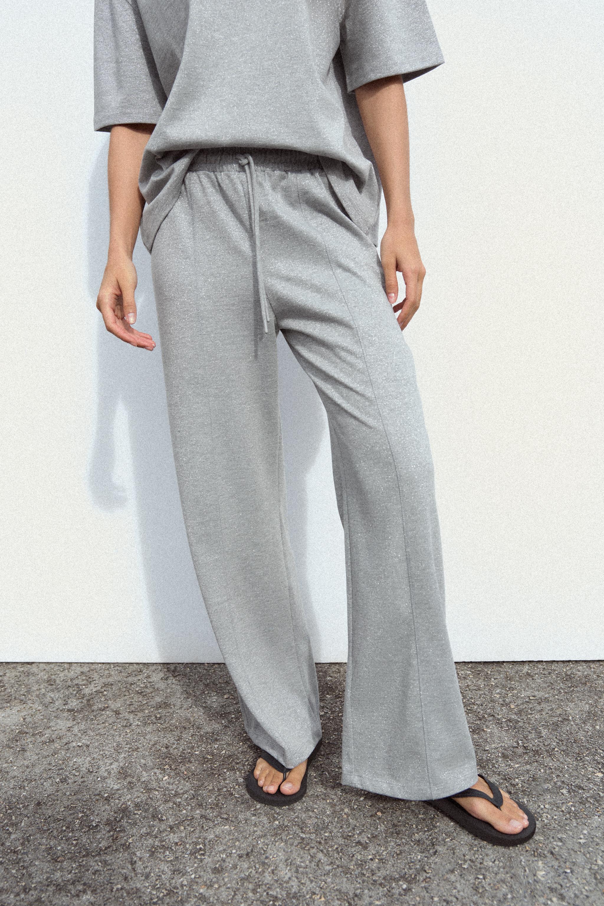 金属色线绒布慢跑裤- 灰色| ZARA