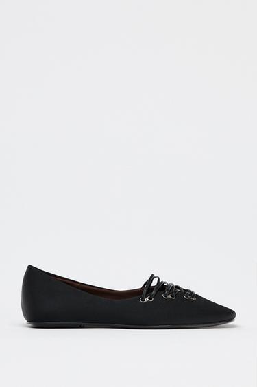 SATIN-EFFECT BALLET FLATS 50TH ANNIVERSARY - Black by Zara