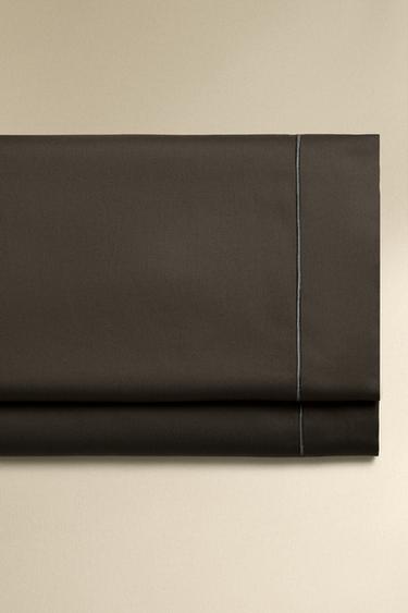 SATEEN FLAT SHEET WITH TRIM (300 THREAD COUNT) - Ash by Zara