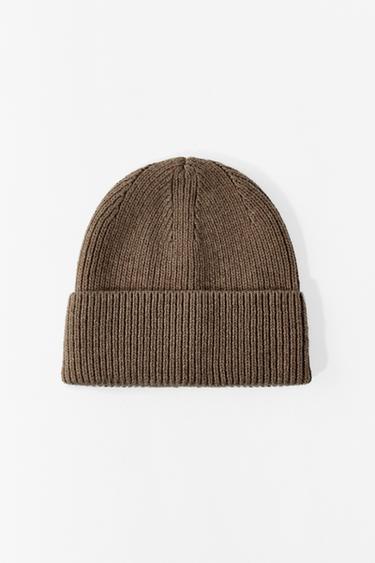 RIBBED TURN-UP BEANIE - Beige by Zara