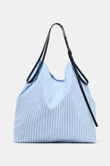 STRIPED FABRIC TOTE BAG - Blue by Zara