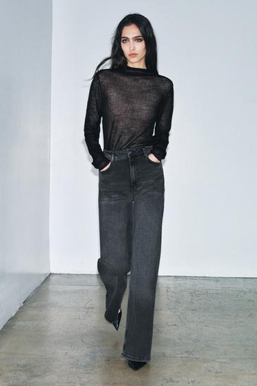 ZW COLLECTION WIDE-LEG HIGH-WAIST JEANS - Grey by Zara