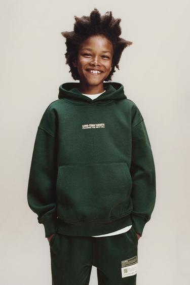 HOODIE AND LABEL JOGGERS SET - Emerald by Zara