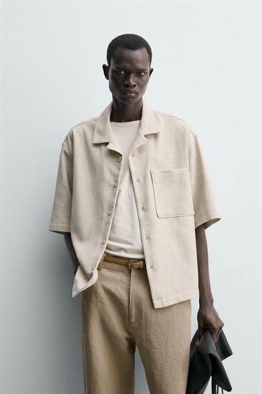 BOXY FIT TEXTURED SHIRT - Light beige by Zara