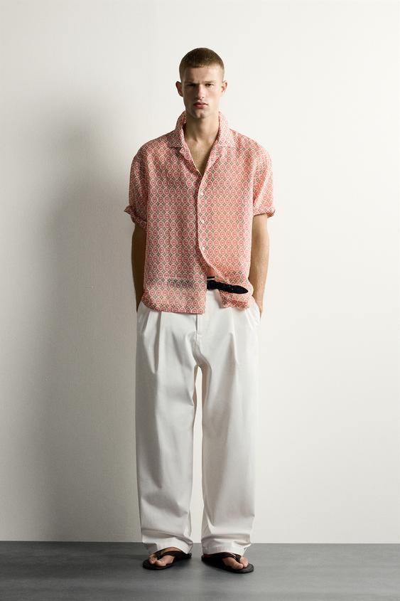 GEOMETRIC PRINT FLOWING SHIRT - Light pink by Zara - Image 0