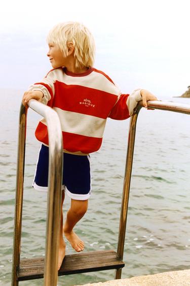 STRIPED HÔTEL MAGIQUE © X ZARA SWEATSHIRT - White / Red by Zara
