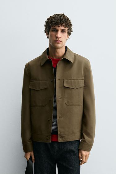 COTTON BLEND TECHNICAL JACKET - Oil by Zara