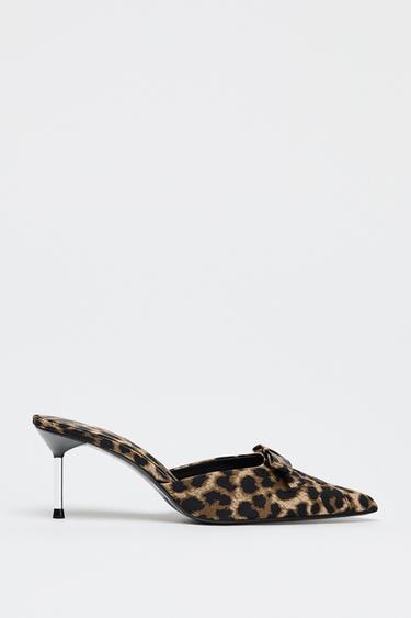 ANIMAL PRINT BOW HEELED MULES - Leopard by Zara