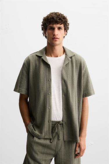TEXTURED JACQUARD SHIRT - Mid-green by Zara