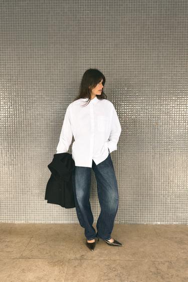 POPLIN SHIRT WITH POCKET - White by Zara